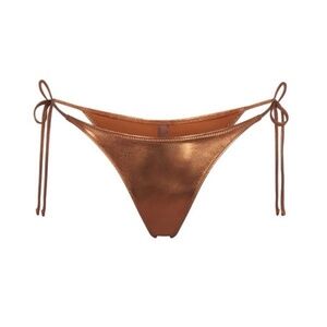 NWT Skims Metallic Swim Tie Bikini Bottoms Carbon 3X (BB-TNG-2804)